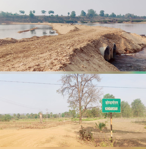 अवैध रेत निकालने इंद्रावती नदी के भीतर 200 मीटर लंबी सड़क बनाई